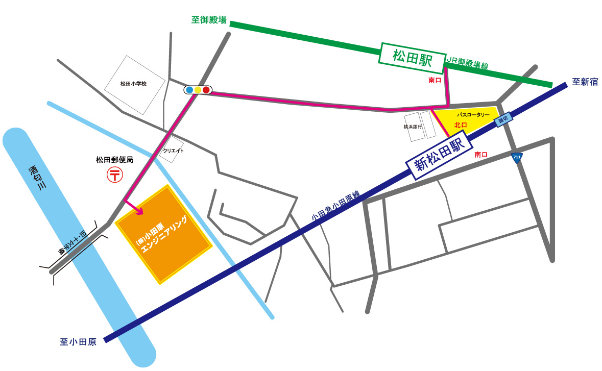 新松田駅から当社へのご案内図